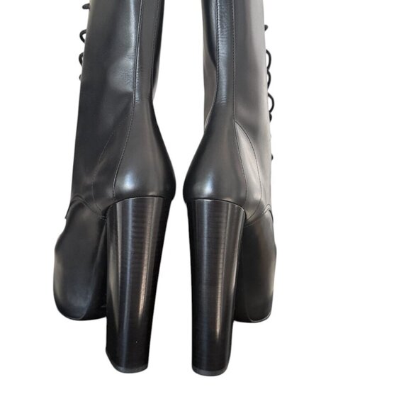 YSL Saint Laurent 690765 Women's Mina 95 Black Platform Leather Boots sz 38.5 - Picture 9 of 15